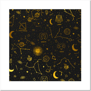 Star sign pattern - Gold Posters and Art